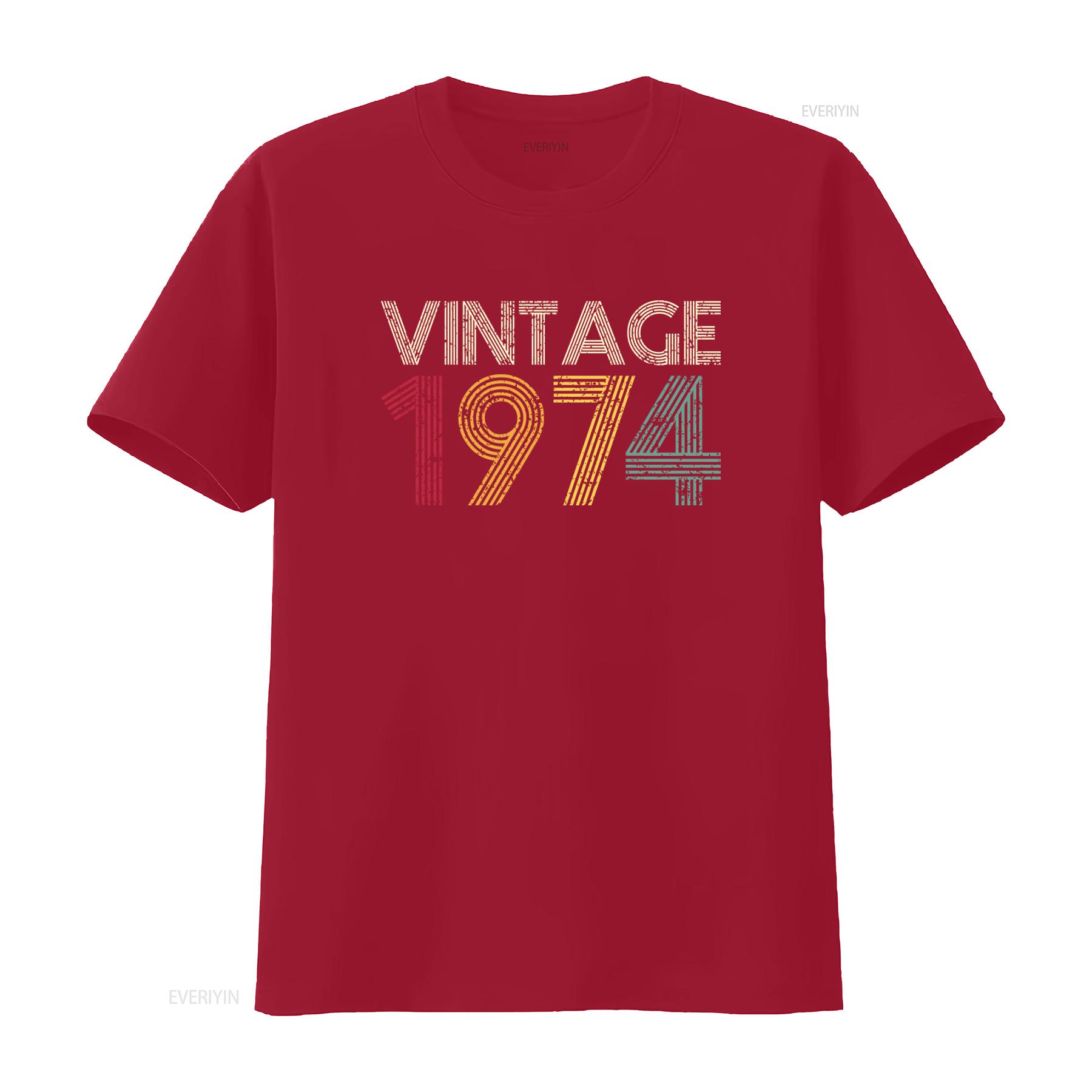 

50th Birthday Vintage 1974 T Shirt for Best Friend Women vintage Washed fashion Soft Comfortable streetwear designer clothes S