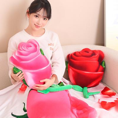 Creative Rose Throw Pillow Blanket Plush Toy Home Sofa Pillow Cushion Girls Office Nap Air Conditioner Blanket