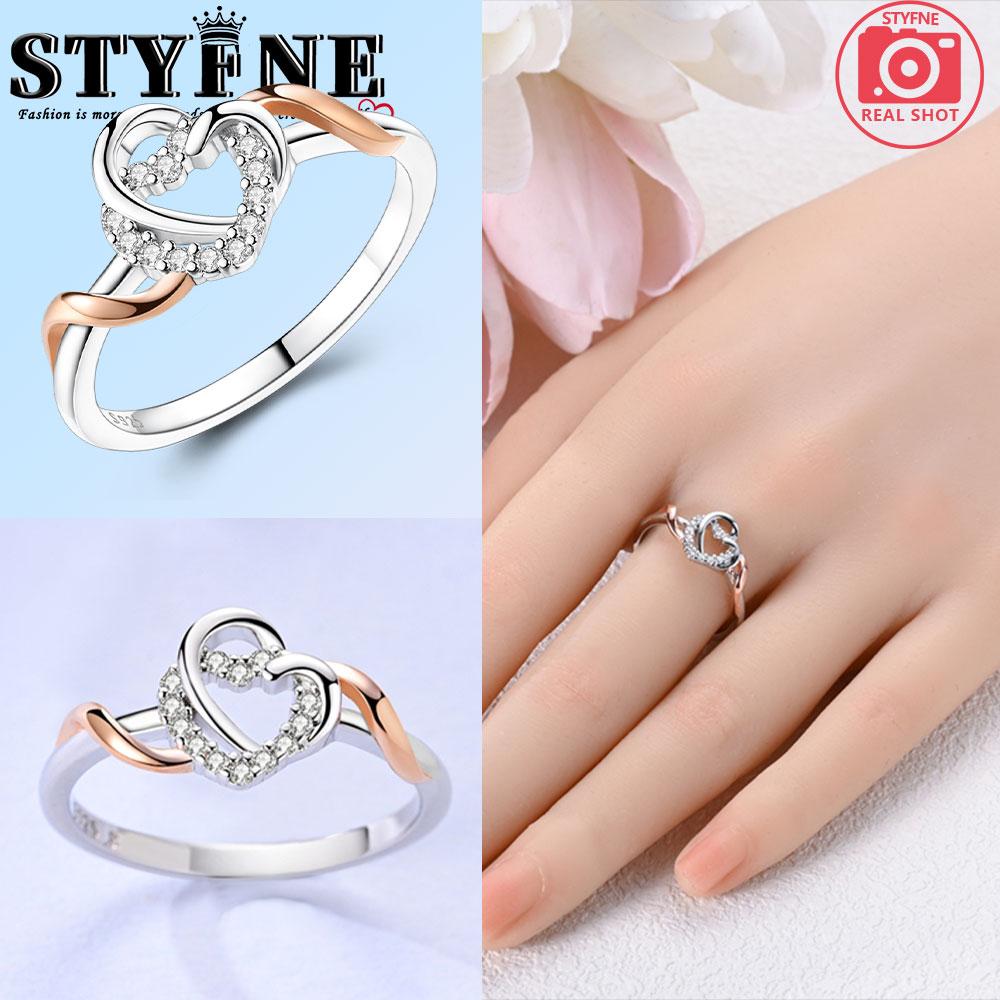 Valentine Day Engagement Ring copper Heart, Red, Pink, White, Blue Ring for Women Holiday Jewellery Gift High Quality