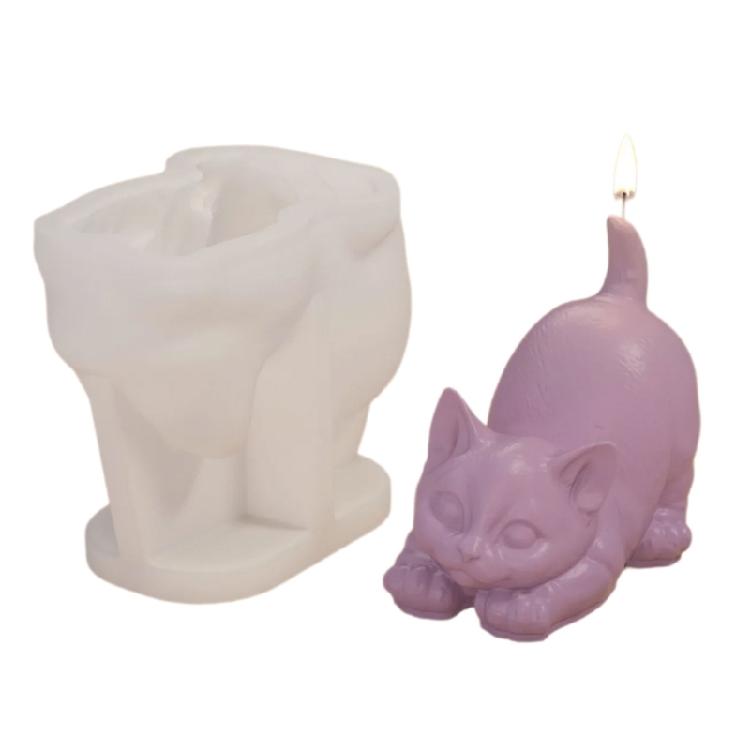 Ornaments Molds Cute Cat Shape Statue Molds Silicone Candle Mold for Crafting