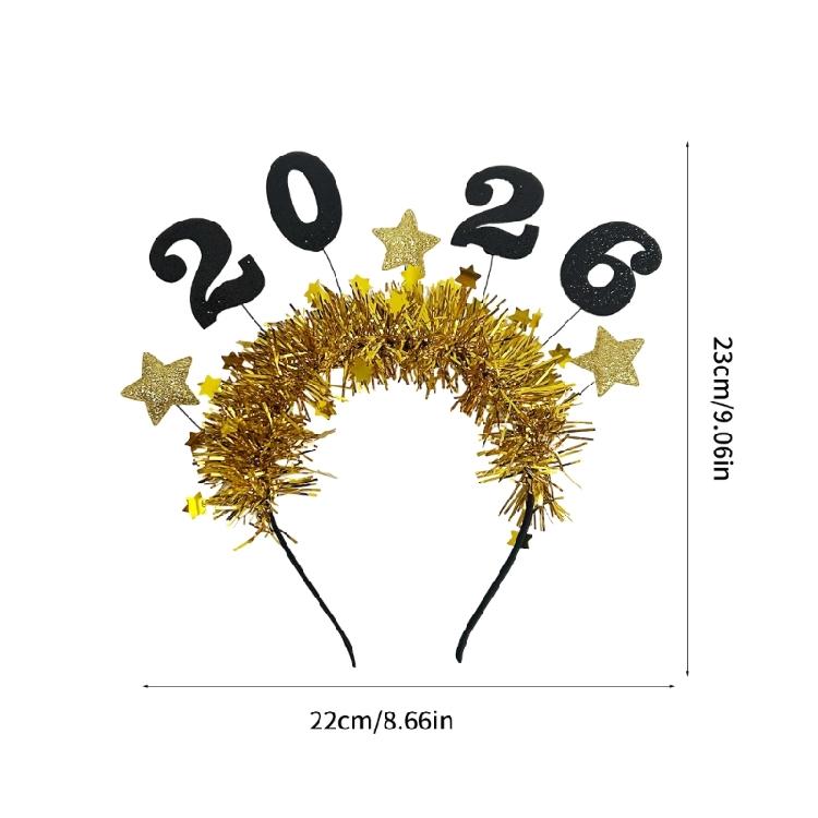 2026 Glitzernder Stern Haarschmuck Leichte Lametta Stirnbänder Haardekorationen für Weihnachten Neujahrsfeiern