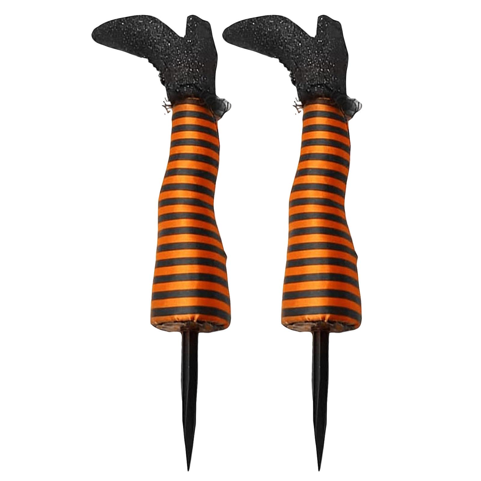 

2 шт. Ноги ведьмы на Хэллоуин со стойками, Реквизит для Хэллоуина, Украшения для Хэллоуина для уличного сада, Декор для Хэллоуина для улицы и помещения One Size