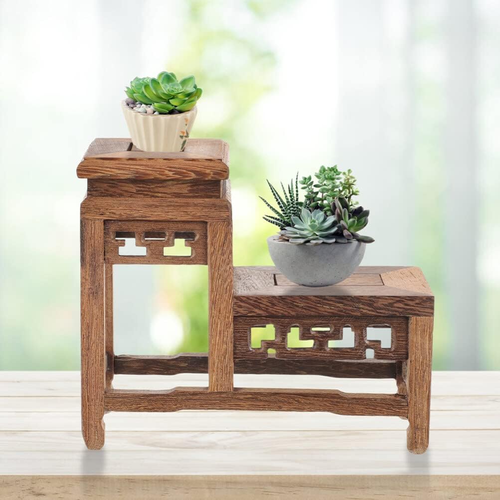 Angoily Vintage Display Stand Wood Stand for Crafts Figurine Display Base Tabletop Wood Base Vase Display Stand Flower Vase Base Buddha Statue Stand