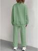 2025 Women's Cable Knit Patchwork Crew Neck Top & Jogger Set - Spring/Autumn