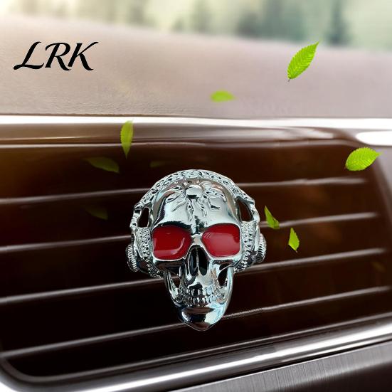 Gothic Auto Accessories Skull Car Vent Clips, Metal Head Air Essential Oil Diffuser for Freshener Charm, Halloween Interior Accessory Men Women Retro
