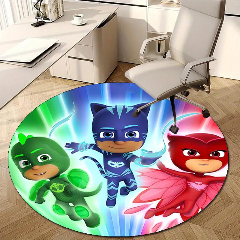 1pc PJ Marks1 Design Printed Area Round Carpet for Bedroom Living Room Home Decor Rugs Mat Non Slip Mat Rug for Bedside