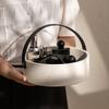 Luxurious Leather Handheld Storage Box, Vintage Mezzanine Partition Cosmetics Jewelry Storage Basket, Desktop Organizer Box