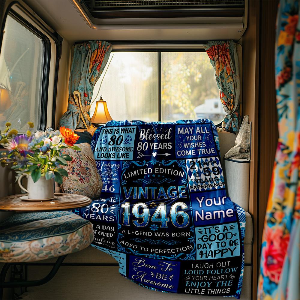Happy 80Th Birthday Throw Blanket Comfortable Texture For Sofa Couch Office Bed Picnics Allseason Use Cozy Home Lovers Ideal Gift For Birthday