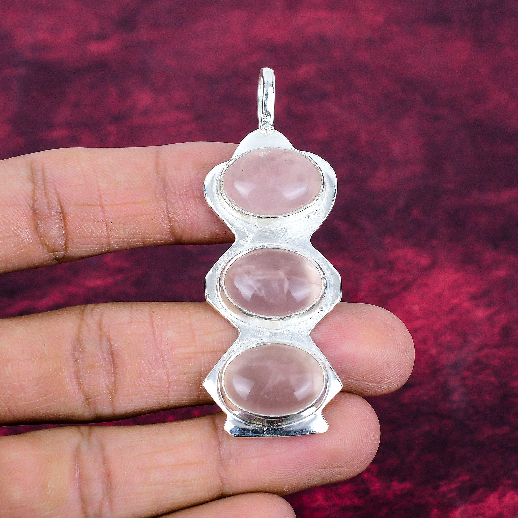 

Ювелирные изделия из розового кварца, кулон из стерлингового серебра 925 пробы, ювелирные изделия ручной работы с драгоценными камнями, подарки для жены, абсолютно новый кулон 2.15 Inches