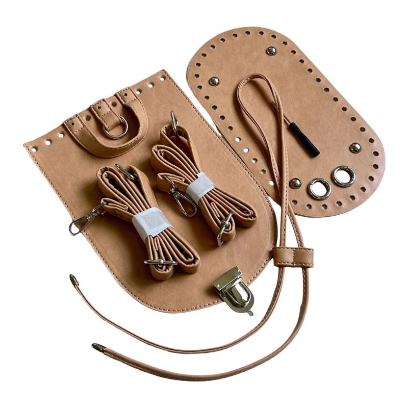 Crochet Bag Making Kit With PU Leather Backpack Bottom Base Flip Cover Adjustable Strap And Lock Buckle For DIY Projects