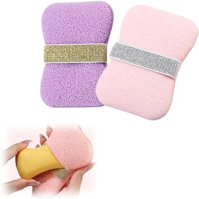 CLICKSWIFT® Exfoliating Bath Sponge with Soap Bag, – Double-Sided Body Scrubber Loofah with Hand Strap, Gentle Exfoliating Shower Sponge for Bath