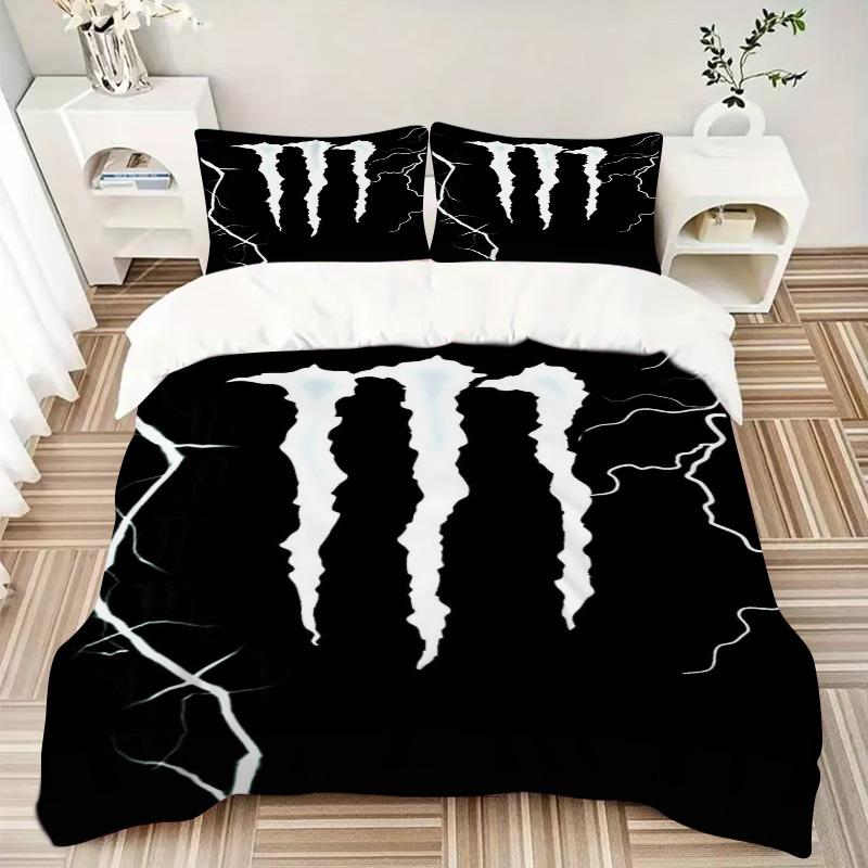 Monster Energy Drink Potisk 3dílná Sada Povlečení Povlak na Peřinu Se 2 Povlaky na Polštář Domácí Dárek k Narozeninám