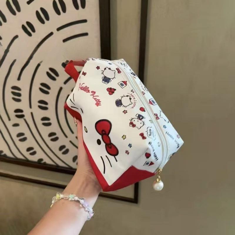 Hello Kitty Large Capacity Portable Makeup Bag - Cute Sanrio Cartoon Travel Storage