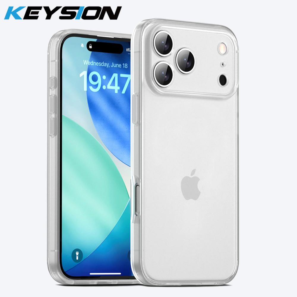 

KEYSION Прозрачный матовый чехол для iPhone 17 Pro Max Полупрозрачный Мягкий силикон+ПК Ударопрочная задняя крышка для телефона для iPhone 17 Pro for iPhone 17 Pro чистый