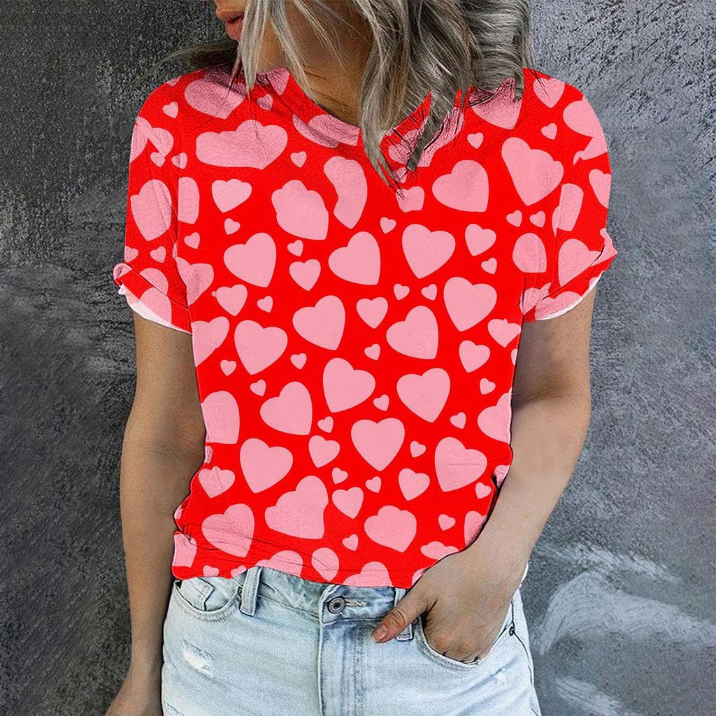 2023 Grenzüberschreitendes Sommer Herren Rundhals Kurzarm T-Shirt Liebe Damen 3D T-Shirt Digitaldruck Kurzarm Top