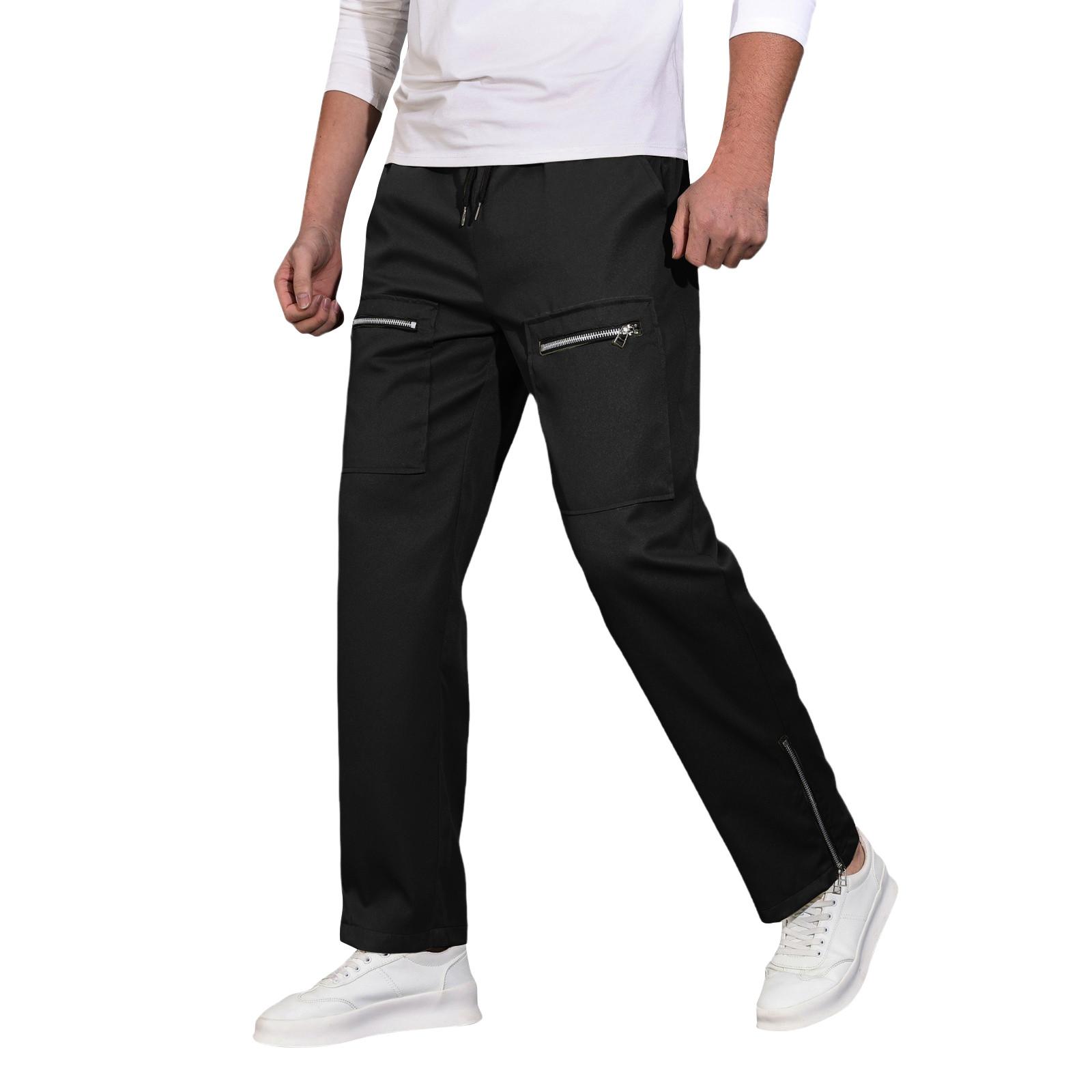 

Повседневные спортивные брюки мужские свободные длинные вставки фитнес бег тренировочные брюки XXL чёрный