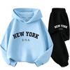 Kinder Hoodie Set Herbst Winter New York USA Buchstaben Grafik Sweatshirt Hosenanzug Baby Junge Mädchen Kind Sport Zweiteilig Trainingsanzug