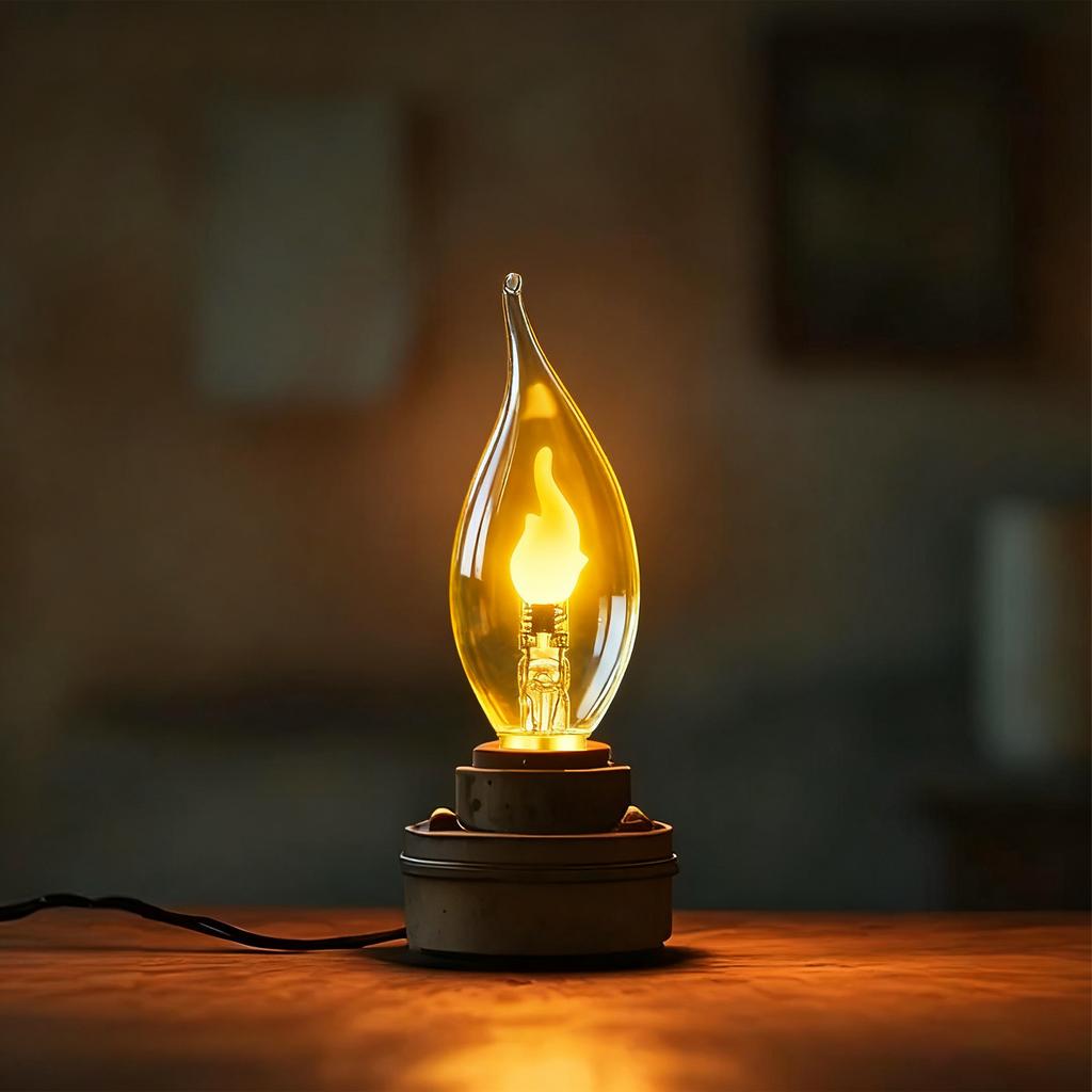 Flame Tip E12 Bulb 110V Decorative Flame Shape Light Bulb for US Standard Fixtures with Clear Glass and Spiral Filament Design