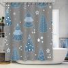 Christmas Shower Curtain Christmas Tree Decorative Print Waterproof Bathroom Rug Home Decoration 72 Inch Long Blue Gray Shower C