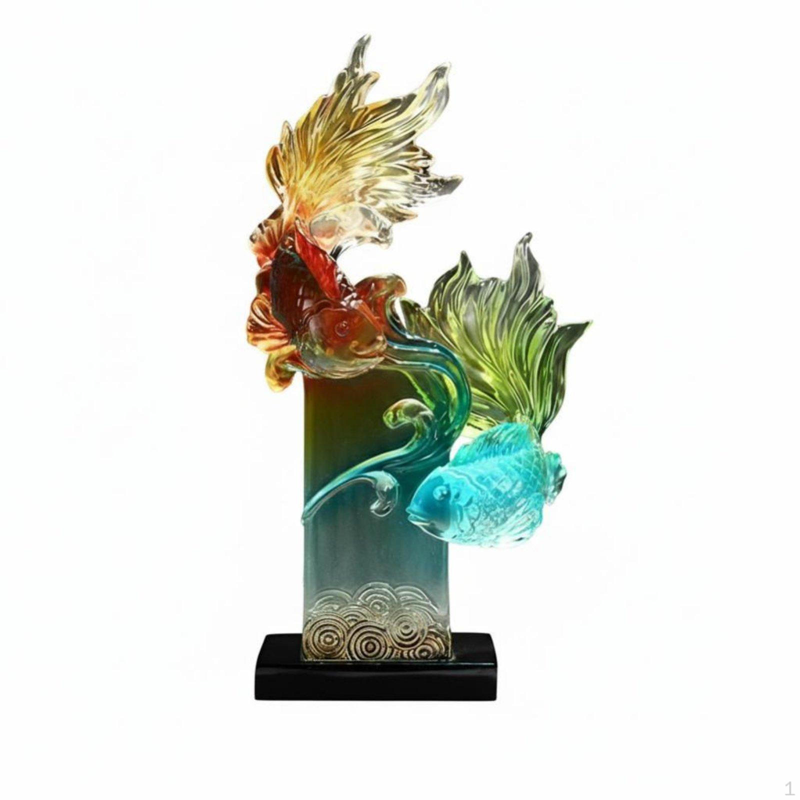 Fortune Koi Fish Figurine, Resin Decor, Living Room, TV Cabinet, Housewarming Gift