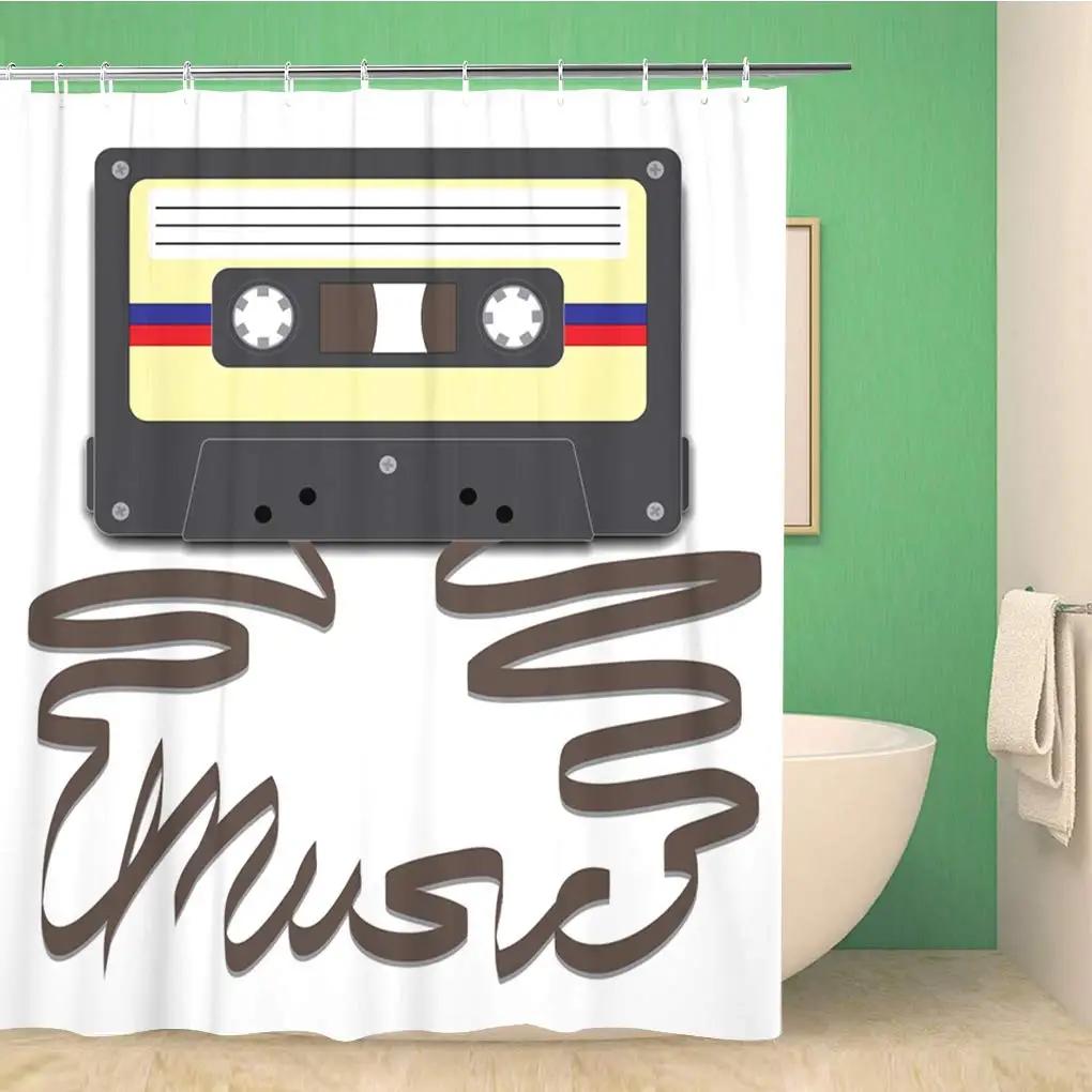 Music Rock Shower Curtains Rap Radio Shower Curtain Bathroom Decorative Waterproof Polyester Fabric Bathtub Screen With Hooks
