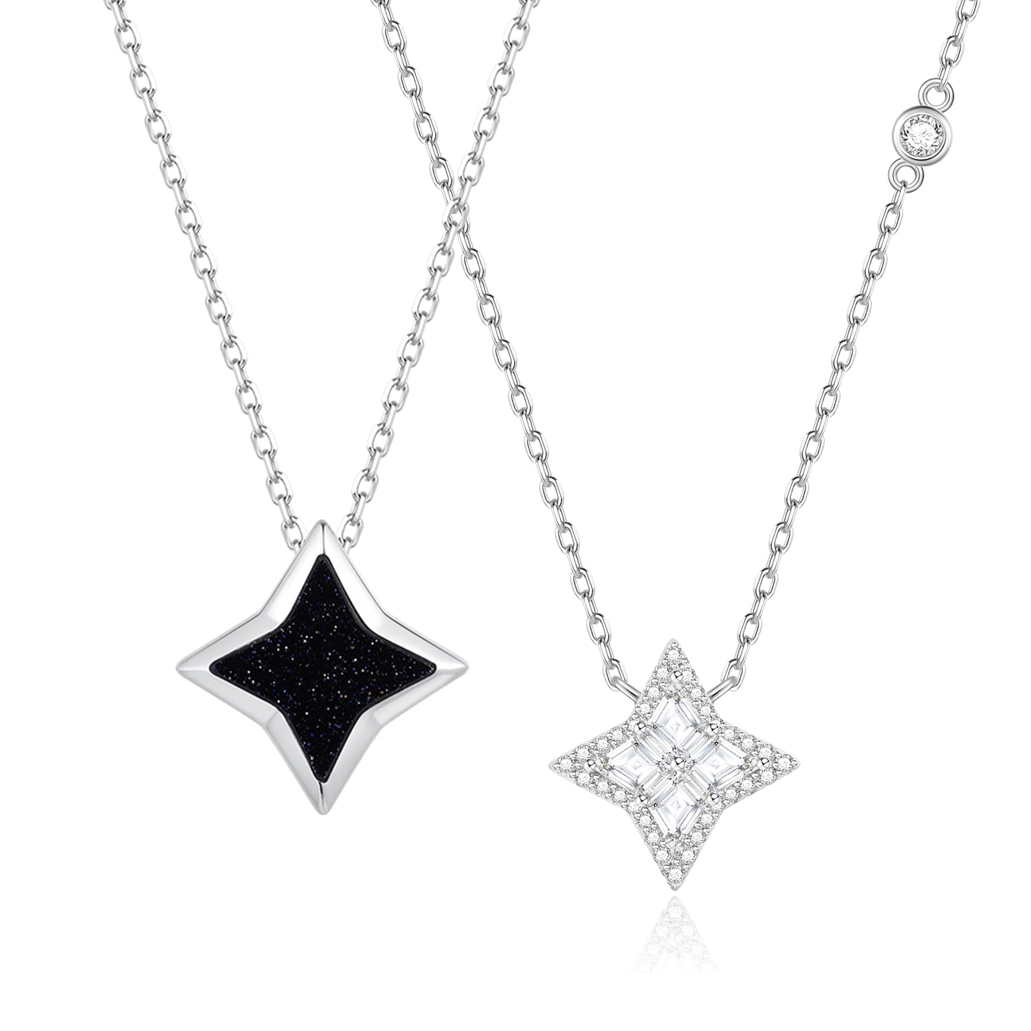 

FANCIME Pair Necklaces for Men and Set of Star Motif Necklaces with Zirconia and S925 Matching Couple Necklaces for Anniversary Gift Wrapping Included