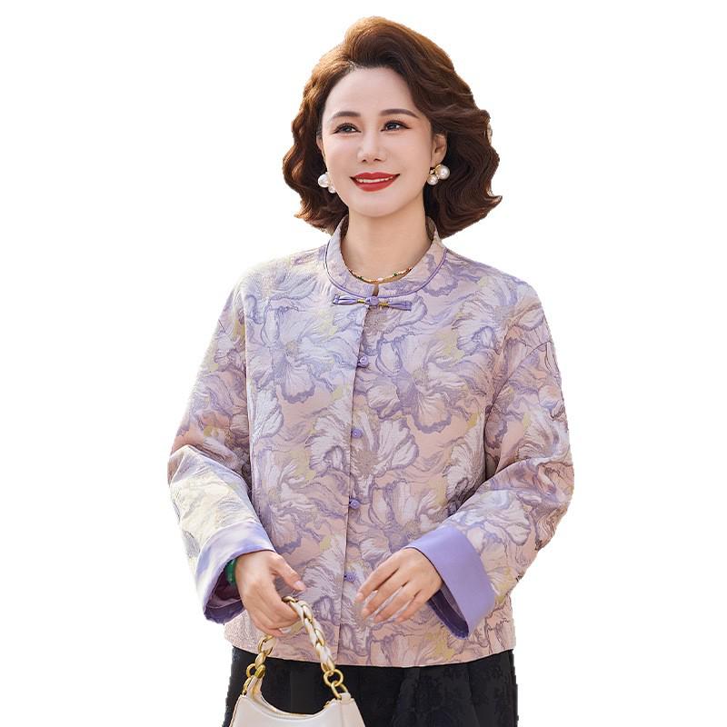 2026 Women's New Chinese Style Jacquard Short Jacket: Mid-life, Regular Shoulder, Round Neck, Spring & Autumn Collection
