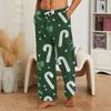Pantalones de Pijama de Felpa con Estampado Navideño Casual para Hombre Ropa de Dormir para las Fiestas
