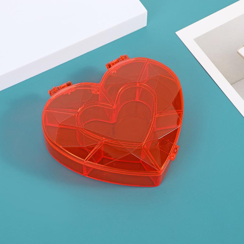 50pcs Heart-shaped Jewelry Organizer Case Plastic Storage Holder Box Portable Earing Necklace Jewelry Desktop Container