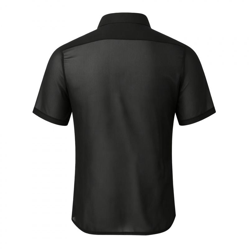 Men's Mesh See-Through Short-Sleeve Shirt, Summer Thin Breathable Party Base Shirt