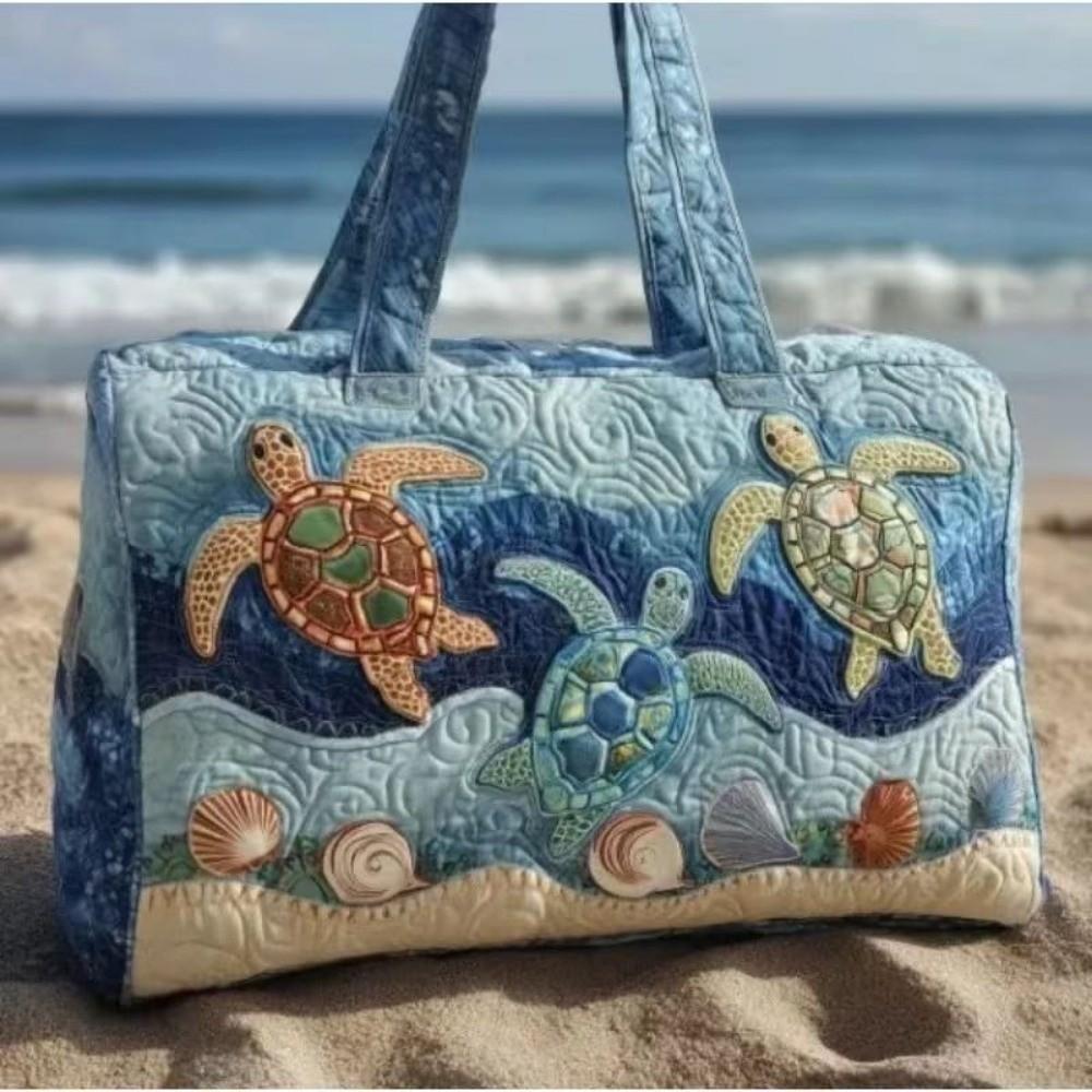 Large Capacity Travel Duffel Bag Printed Carrying Handbag Retro Quilted Duffle Bag Camping