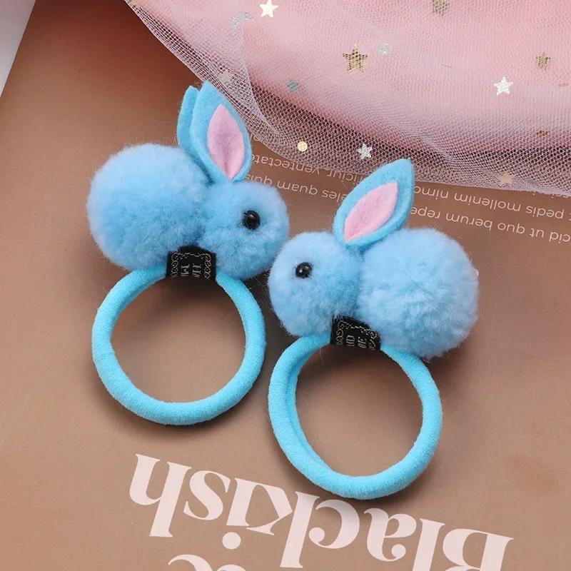 2 Stück Haaraccessoires Mädchen Elastique Cheveux Fille Gomas Elasticas Fellig Koreanisch Kinder Kleidung Hasenohren Scrunchie Stirnbänder