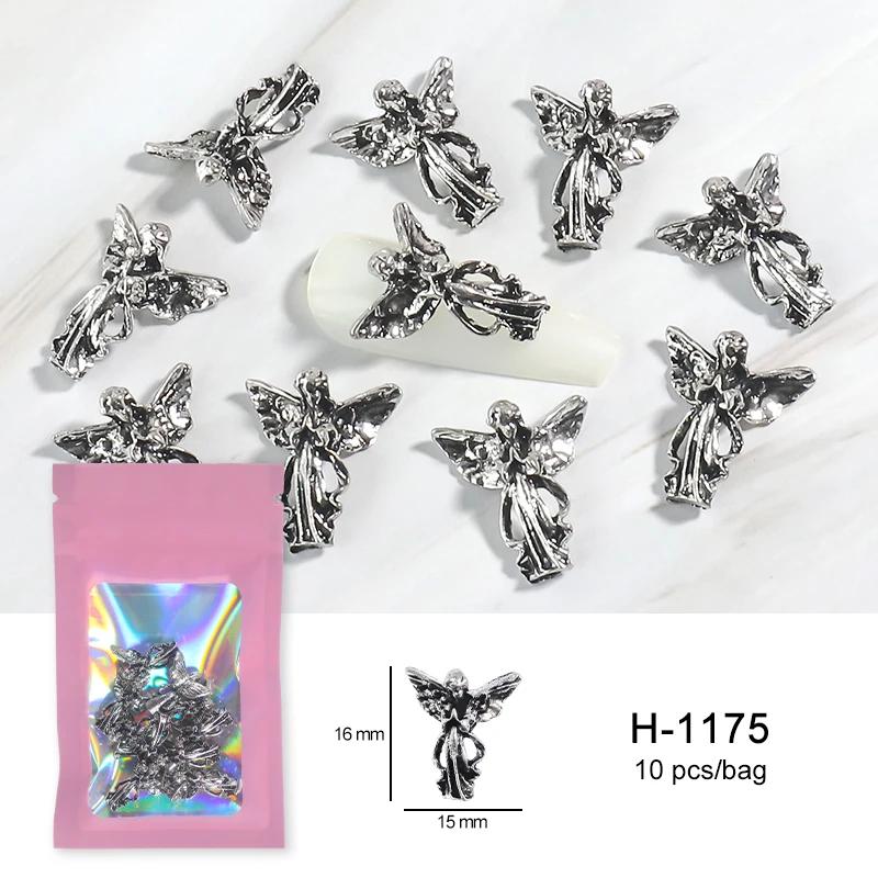 Alloy Skull Nail Charms Retro Halloween Decals Ornaments 3D Ghost Silver Classic Jewelry Nails Art Design Manicure Accessories