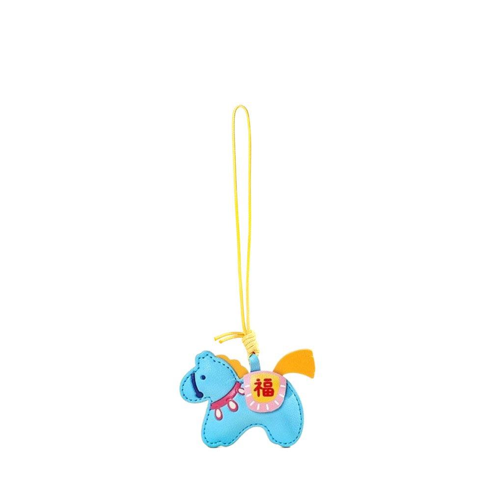 

Мультяшная подвеска в виде лошади, кожаный подарок на китайский Новый год, кавайный зодиакальный пони, подвеска для сумки, подарок на день рождения синий