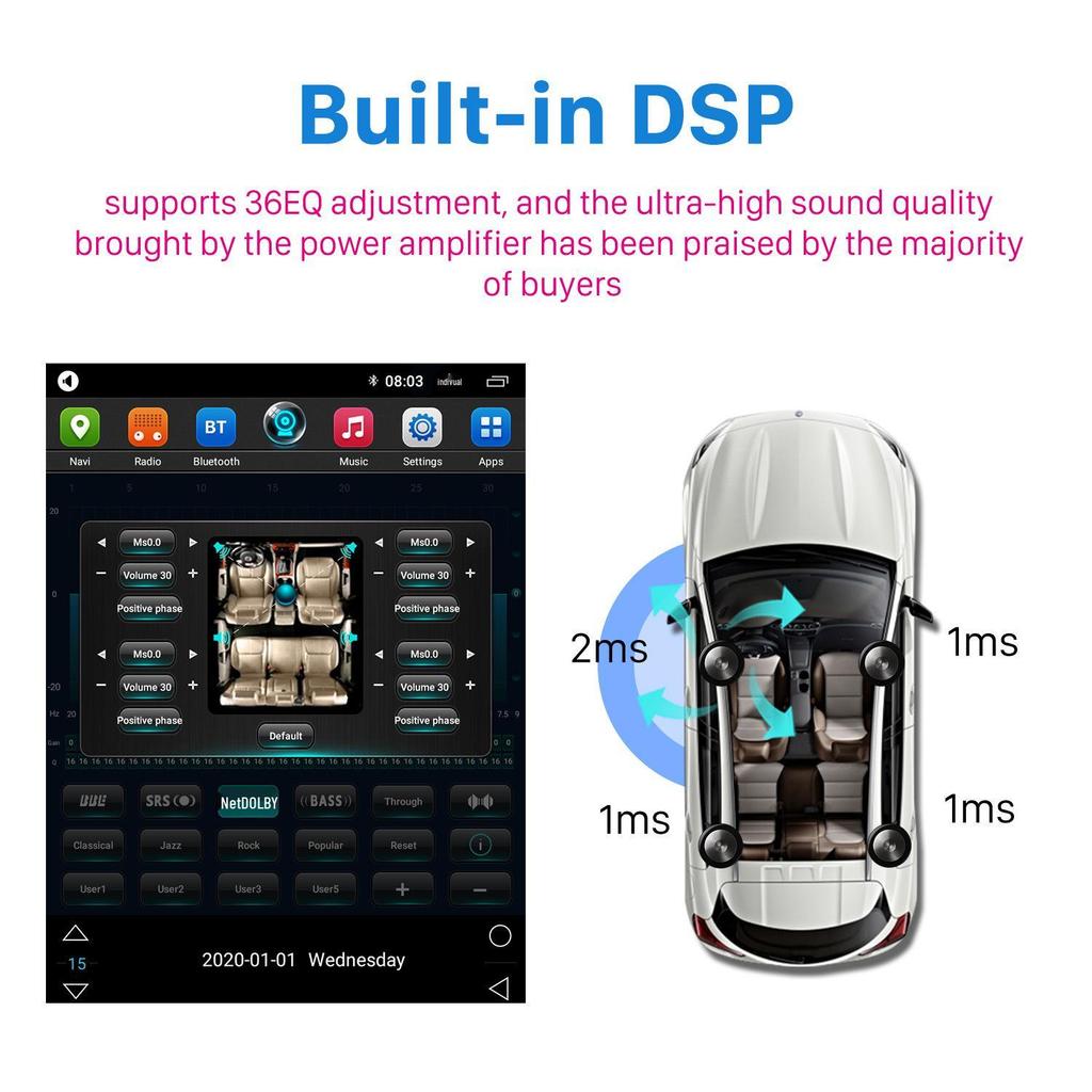 Compatible with 2008-2012 Ford Mustang/F150: Android GPS, WiFi, Bluetooth, CarPlay Navigation System.