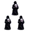 jijijing 3Pcs Halloween Mini Resin Figurines, Miniature Pumpkin Ghost Grim Reaper Castle Statue for Spooky Fairy Garden, Haunted House, Micro