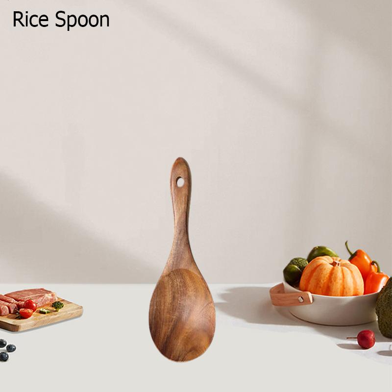 

Wood Soup Spoon Food Shovel Spatula Nonstick Wood Frying Spatula Rice Spoon Cooking Tools 4PCS Household Kitchen Utensil Set