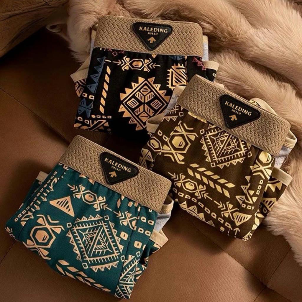 Retro Ethnic Men's Breathable Boxer Briefs, Trendy Cross-Border Plus Size (64-84CM)