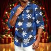 Men's Casual Long Sleeve Button Down Shirt with Christmas Print for Fall and Winter