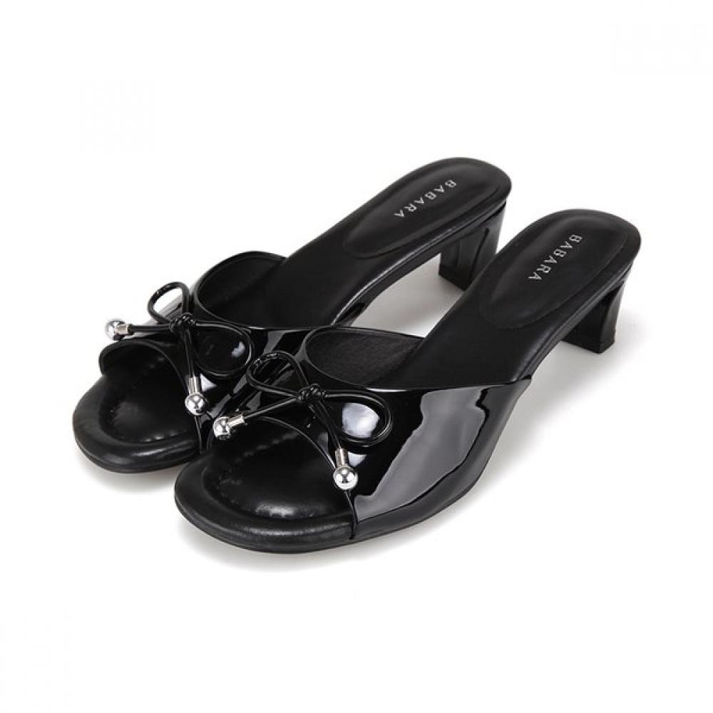 Barbara Soft Leather Minimal Cute Ribbon Mule 4.5cm 3 Colors Bbj423 225/01.black