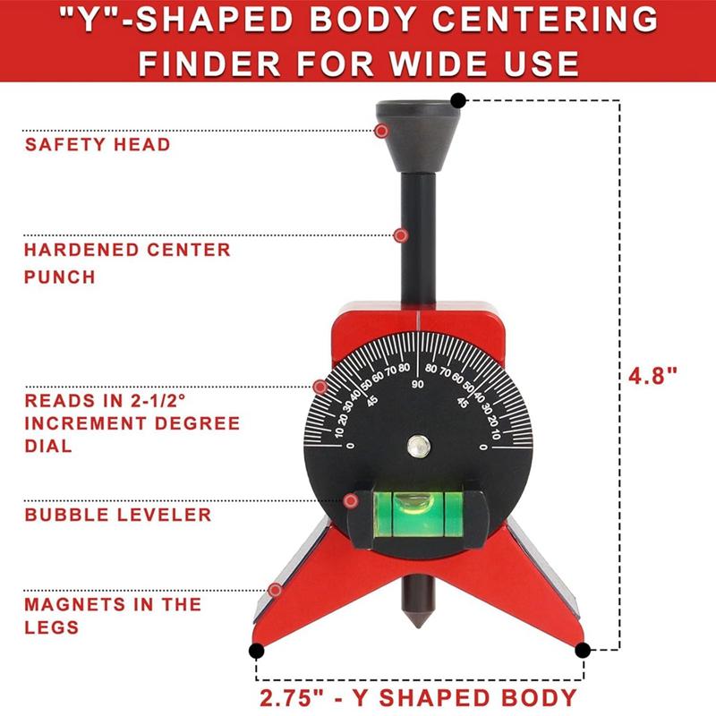 Y51A-Pipe Center Finder, Pipefitter Tools With Magnetic Centering Head, Pipe Fitting Tools 2.75Inch Y-Shape With Adjustable