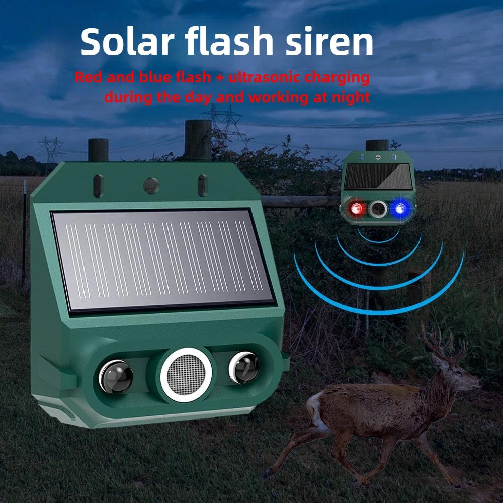 Solar Powered Ultrasonic Animal Repeller Outdoor Pest Control For Mice Rats Snakes Dogs Cats Strobe Flash Repellent Device