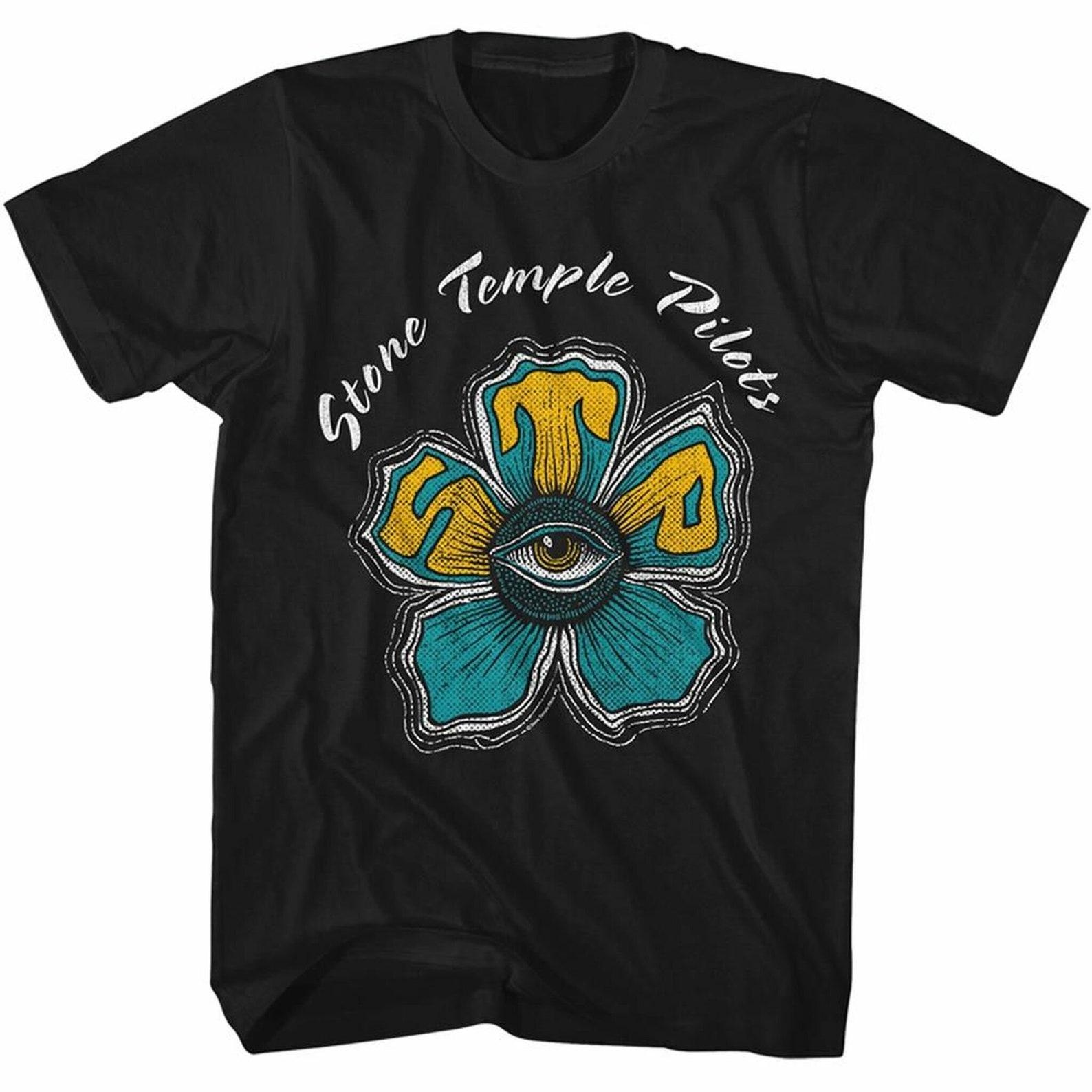 Stone Temple Pilots STP Eye Flower Black Adult T-Shirt 4XL
