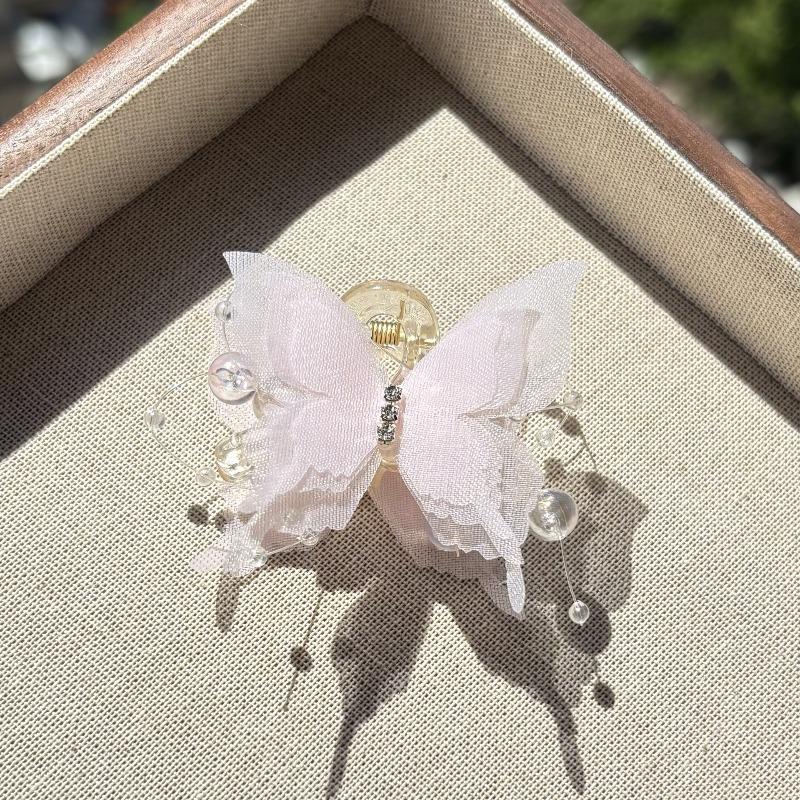 Organza Butterfly Claw Clips for Women Sparkly Beaded Hair Clamps,Prom Wedding Daily Hair Accessories Girl Hair Accessoires