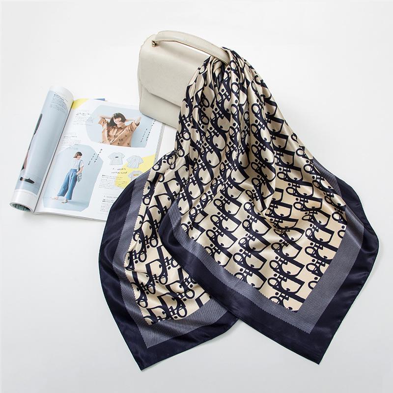 Luxury Satin Feel Silk Scarf: 90 Square Versatile Shawl with Sunscreen Protection