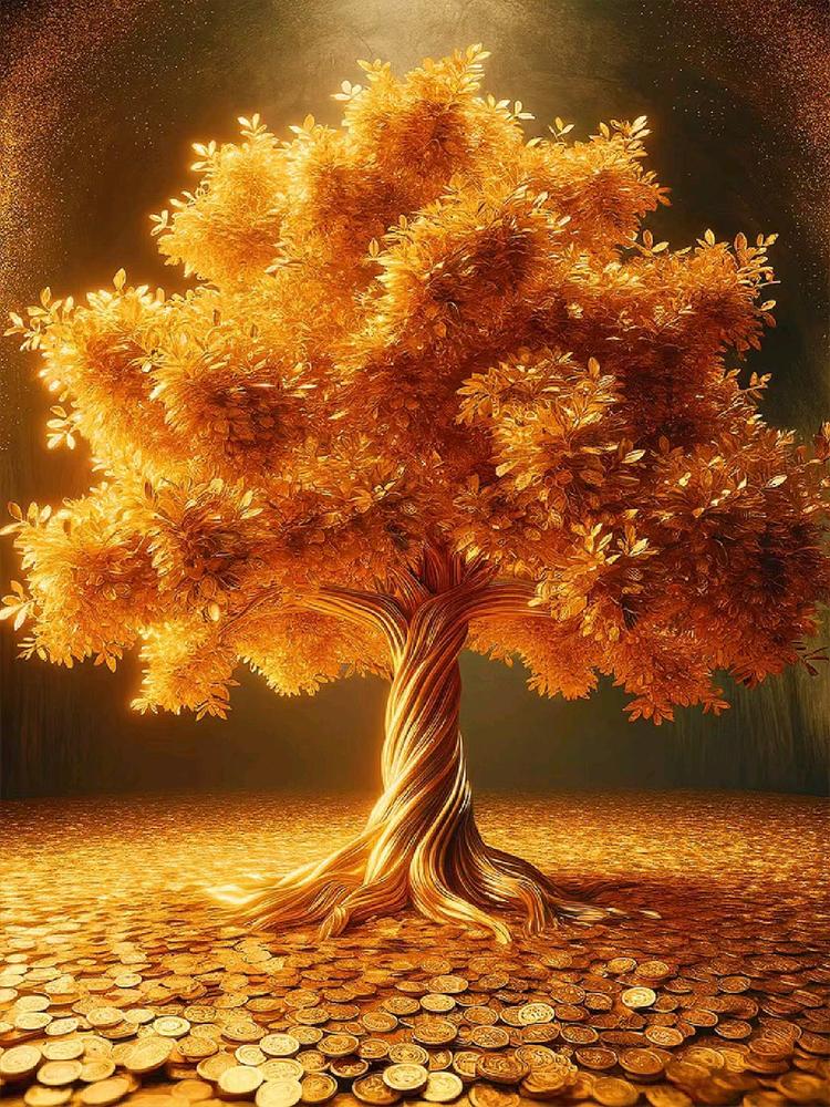 

5D Diy Алмазная картина Алмазная мозаика Современное золото Денежное дерево Изображение Вышивка крестом Дерево жизни Изображение Украшение для дома Full Round 20x30CM