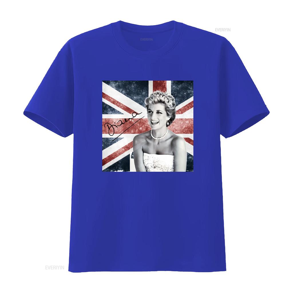 New Popular Princess Diana Lady Funny T Shirt White Men All Size British Flag Design Vintage Washed Slightly Designer Clothes