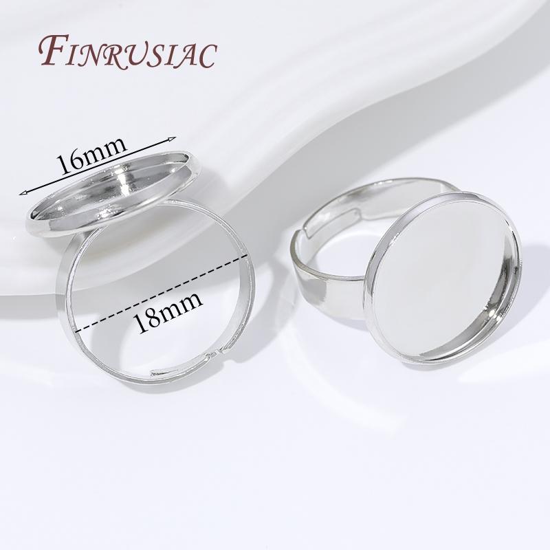 2/4/6pcs Adjustable 14K Gold Plated Open Ring Settings Blank Base Bezel Cabochons Rings For Jewelry Making DIY Finger Ring Blank