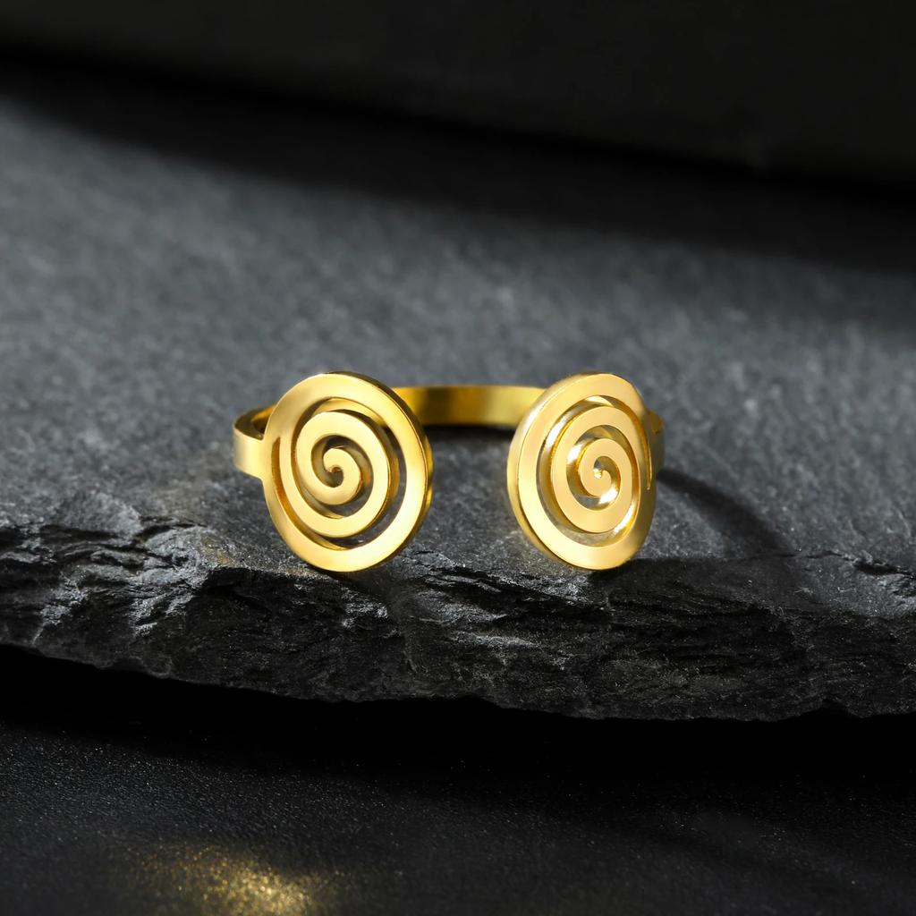 Cazador Swirl Spiral Rings for Women Stainless Steel 2026 Trend Geometric Adjustable Finger Rings Jewelry Party Birthday Gift
