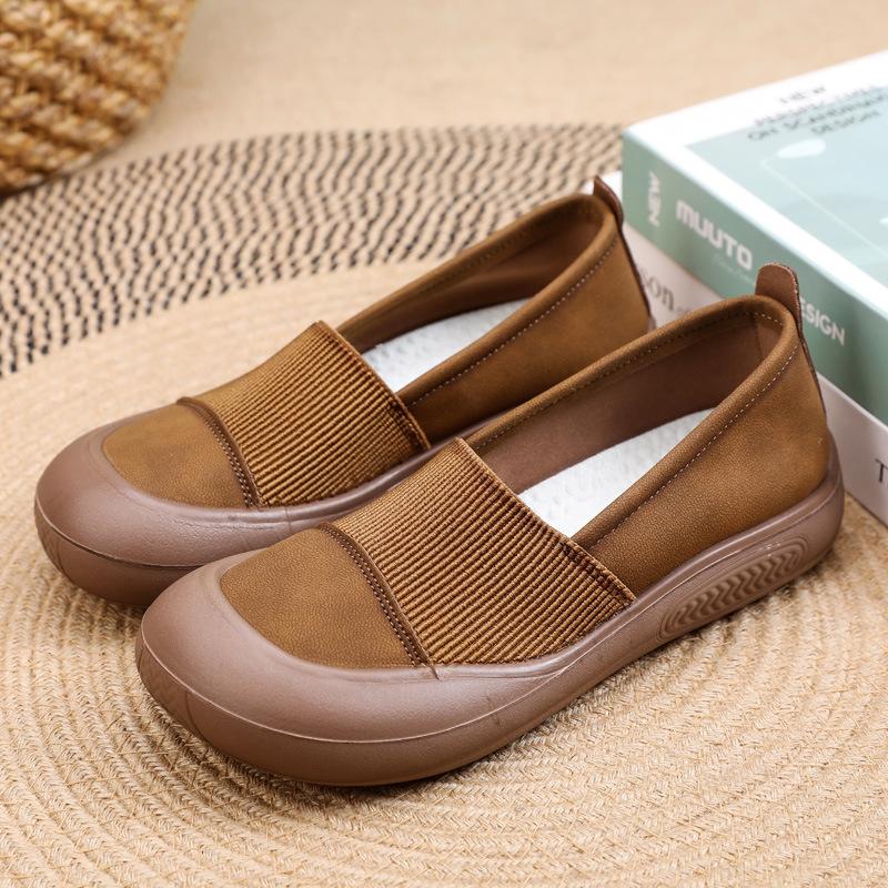 

Весна 2025 года, новые повседневные женские туфли на плоской подошве в стиле ретро, легкие и удобные туфли для мам, ленивые туфли с одной педалью и большим носком 40 верблюд
